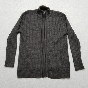 Giordano Cardigan Sweater Mens‎ XL Brown Full Zip Mock Neck Long Sleeve